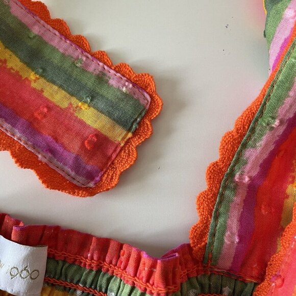 House Of Harlow 1960 Revolve Tropical Fruit Colorful Smocked Tiered Maxi Dress L - Picture 12 of 13